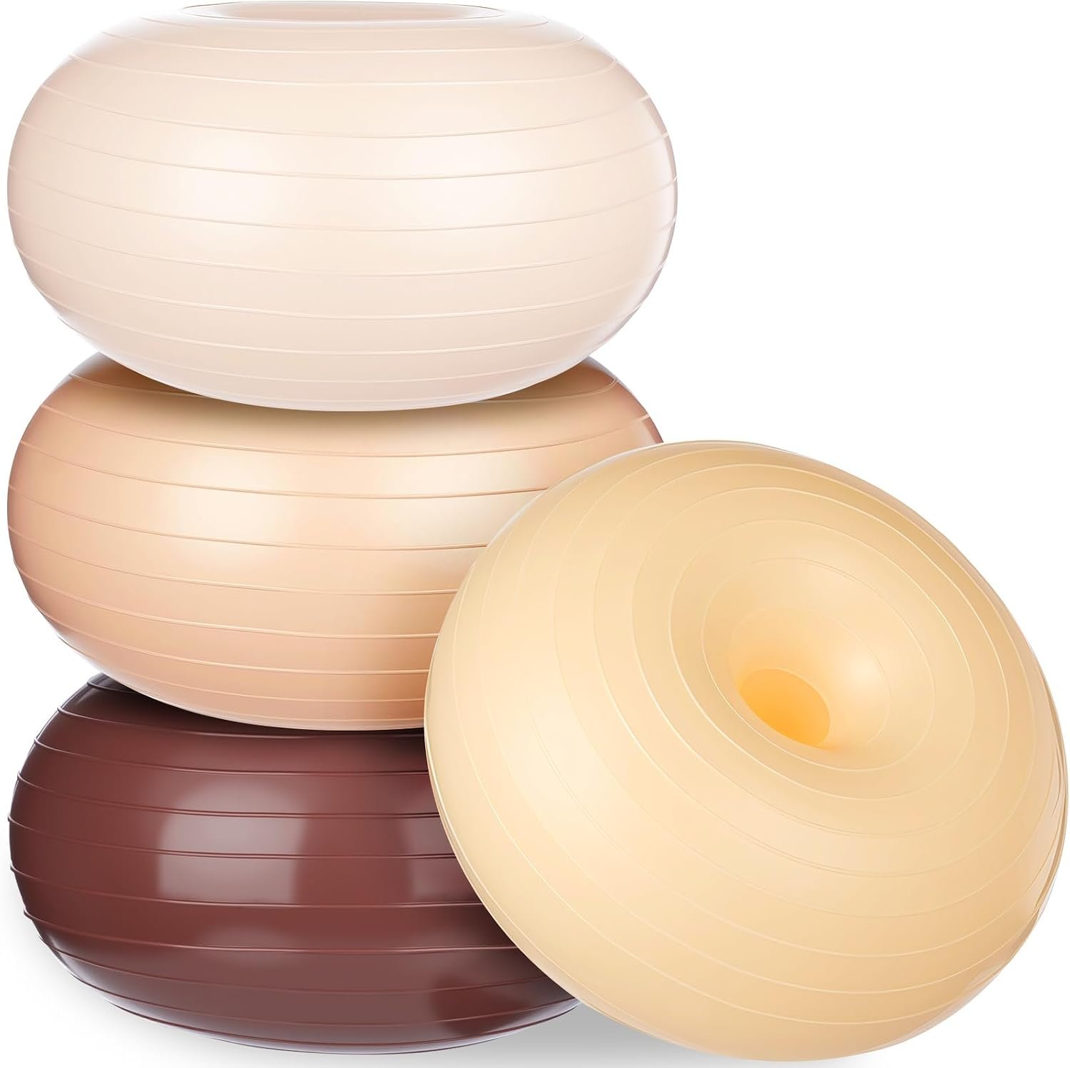 4-Pack Donut Inflatable Yoga Ball Chairs with Pump